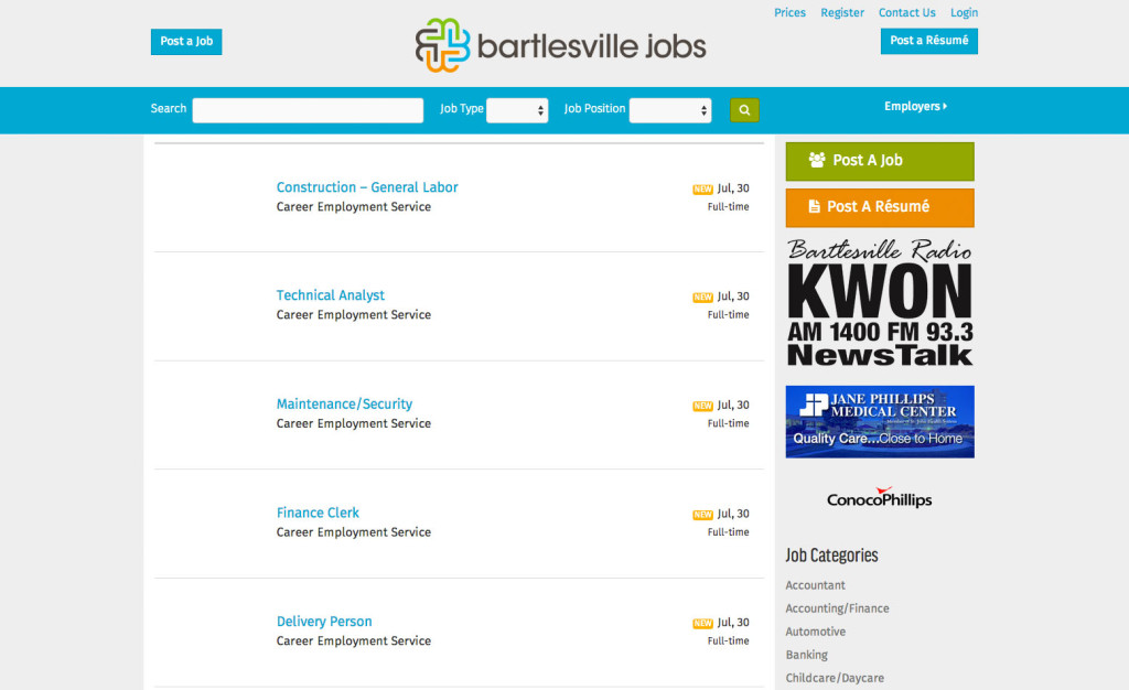 Bartlesville Jobs Homepage