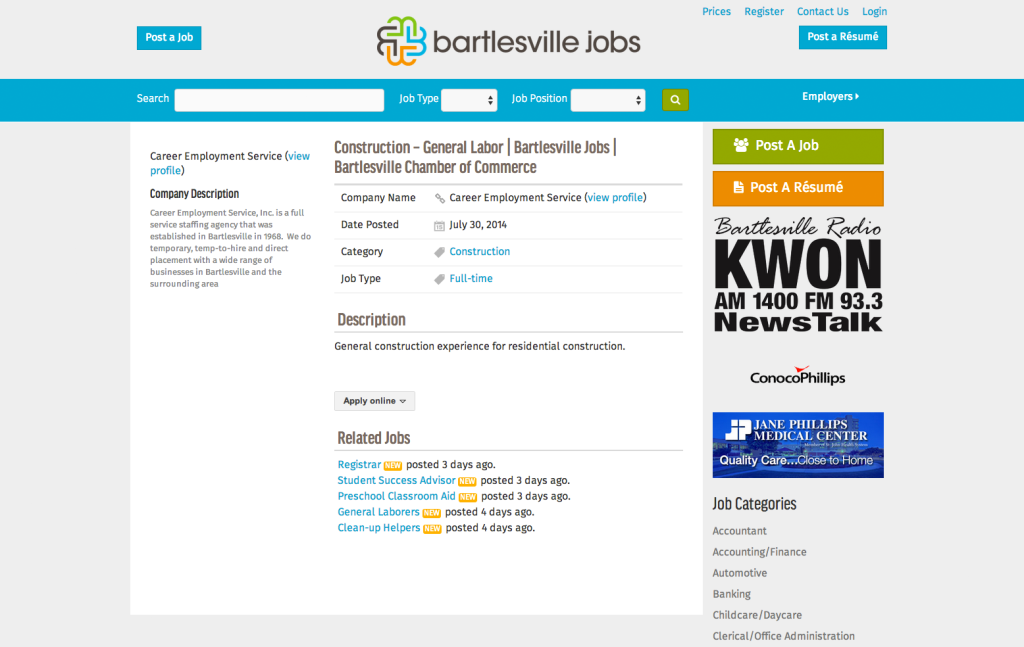 Bartlesville Jobs Description