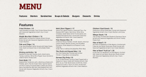 Painted Horse Bar & Grille menu